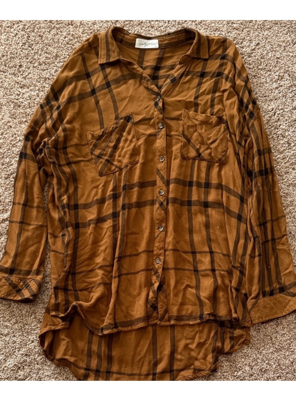 Amber Plaid Button-Up Shirt